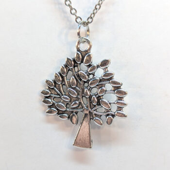 Antique Silver Tree With Leaves Necklace - Image 4