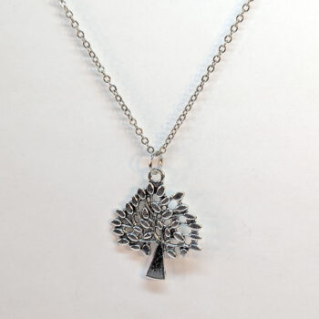 Antique Silver Tree With Leaves Necklace - Image 3