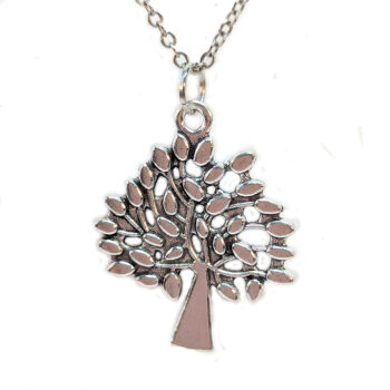 Antique Silver Tree With Leaves Necklace