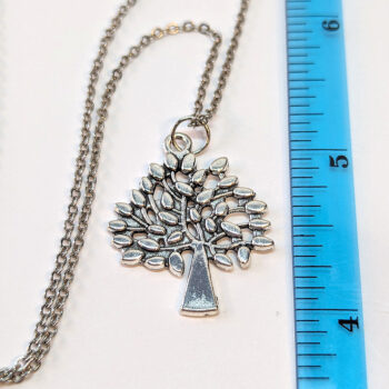 Antique Silver Tree With Leaves Necklace - Image 2