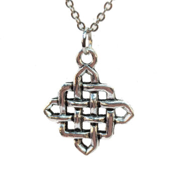 Celtic Knot Diamond Antique Silver Necklace