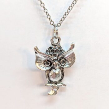 Antique Silver Owl With Big Eyes Necklace