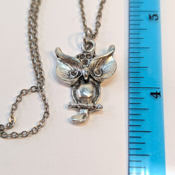 Antique Silver Owl With Big Eyes Necklace - Image 2