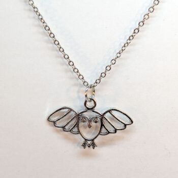 Hollow Flying Owl Antique Silver Necklace - Image 3