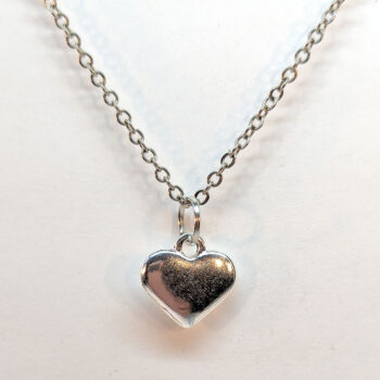 Antique Silver Double-Sided Puffy Heart Necklace - Image 4