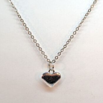 Antique Silver Double-Sided Puffy Heart Necklace - Image 3