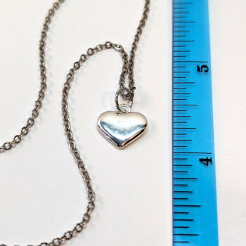 Antique Silver Double-Sided Puffy Heart Necklace - Image 2