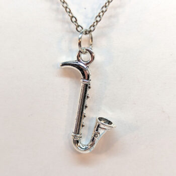 Saxophone Musical Instrument Antique Silver Necklace - Image 4