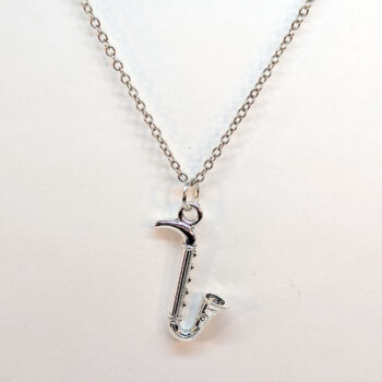 Saxophone Musical Instrument Antique Silver Necklace - Image 3