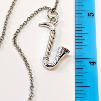 Saxophone Musical Instrument Antique Silver Necklace - Image 2