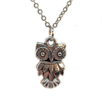 Owl Pendant Necklace Antique Silver