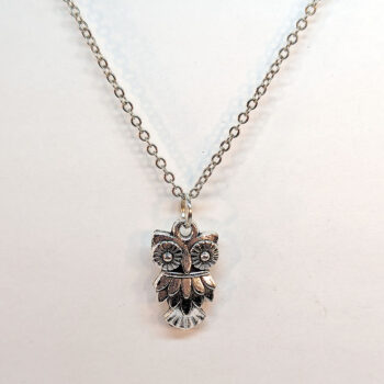 Owl Pendant Necklace Antique Silver - Image 3