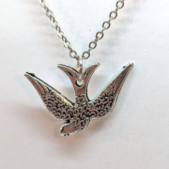 Antique Silver Diving Swallow Bird Necklace