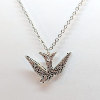 Antique Silver Diving Swallow Bird Necklace - Image 3