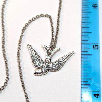 Antique Silver Diving Swallow Bird Necklace - Image 2