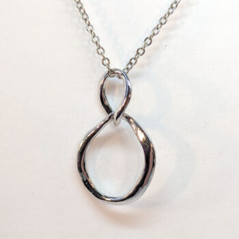 Irregular Double Hoop Modern Silver Necklace - Image 4