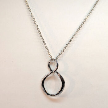 Irregular Double Hoop Modern Silver Necklace - Image 3