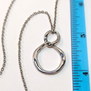 Irregular Double Hoop Modern Silver Necklace - Image 2