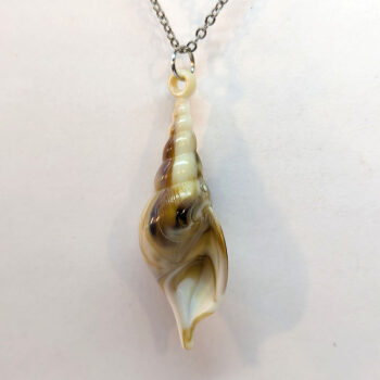 Acrylic Marble Cream Brown Marble Long Tulip Shell Necklace