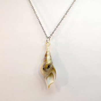 Acrylic Marble Cream Brown Marble Long Tulip Shell Necklace - Image 3