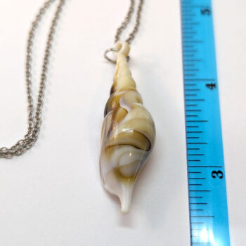 Acrylic Marble Cream Brown Marble Long Tulip Shell Necklace - Image 2