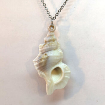 Acrylic Marble Cream Brown Marble Miter Shell Necklace - Image 4