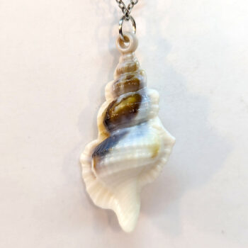 Acrylic Marble Cream Brown Marble Miter Shell Necklace - Image 3