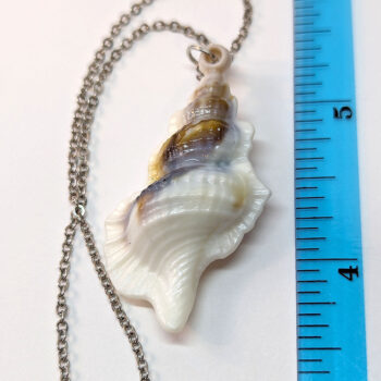 Acrylic Marble Cream Brown Marble Miter Shell Necklace - Image 2