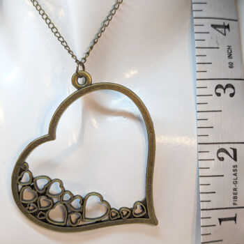 Antique Bronze Large Heart Hearts Vintage Style Necklace - Image 3