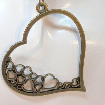 Antique Bronze Large Heart Hearts Vintage Style Necklace - Image 2