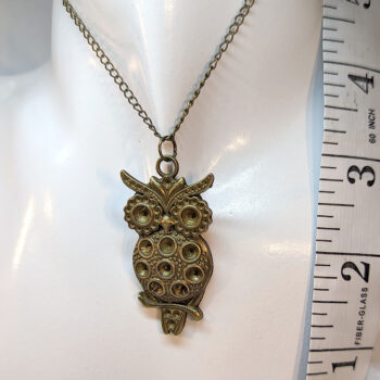 Antique Bronze Large Owl Circles Necklace - Image 3