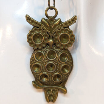 Antique Bronze Large Owl Circles Necklace - Image 2