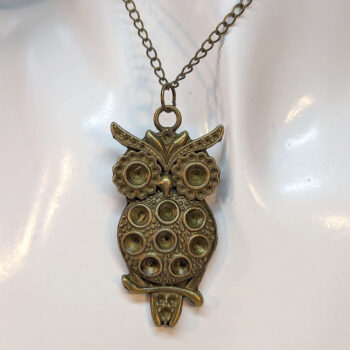 Antique Bronze Large Owl Circles Necklace