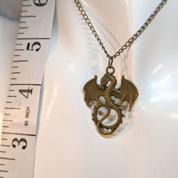 Antique Bronze Dragon With Wings Pendant Necklace - Image 3