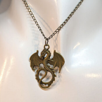 Antique Bronze Dragon With Wings Pendant Necklace - Image 2