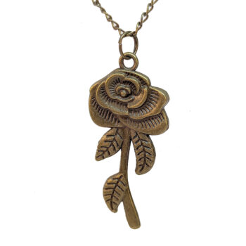 Antique Bronze Rose Necklace