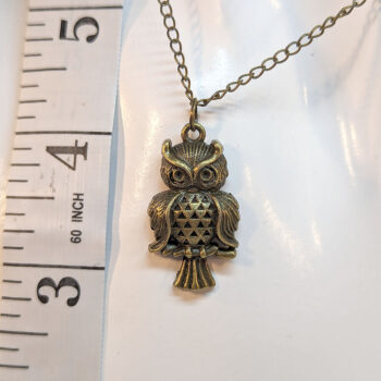 Antique Bronze Owl on Branch Charm Necklace - Image 3