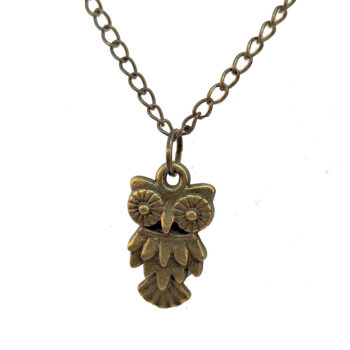 Owl Pendant Necklace Antique Bronze