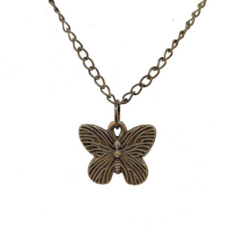 Small Butterfly Vintage Style Antique Bronze Necklace