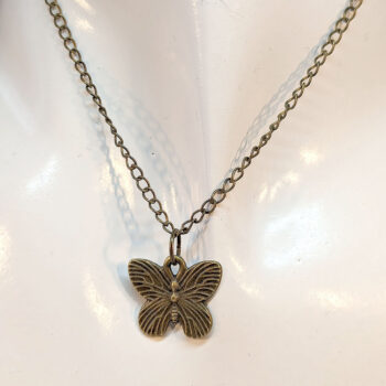 Small Butterfly Vintage Style Antique Bronze Necklace - Image 2