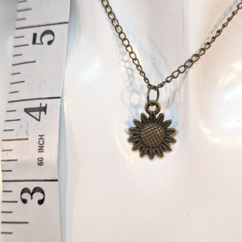 Antique Bronze Small Sunflower Flower Necklace - Image 3