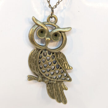 Antique Bronze Large Hollow Owl Vintage Style Necklace