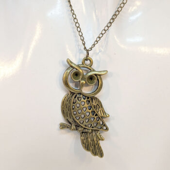 Antique Bronze Large Hollow Owl Vintage Style Necklace - Image 3