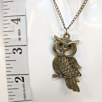 Antique Bronze Large Hollow Owl Vintage Style Necklace - Image 2