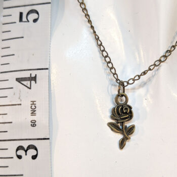 Small Antique Bronze Rose Flower Necklace - Image 3