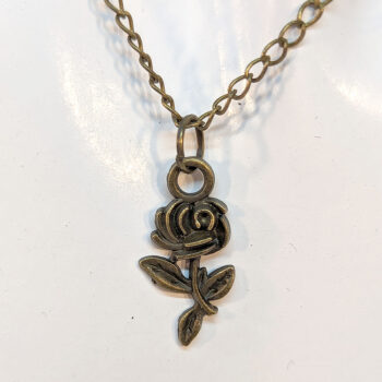 Small Antique Bronze Rose Flower Necklace