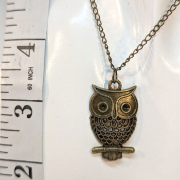 Hollow Owl on a Branch Antique Bronze Necklace - Image 2