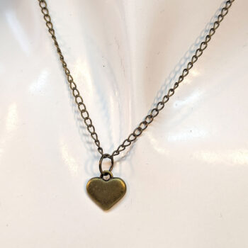 Antique Bronze Double-Sided Puffy Heart Necklace - Image 3