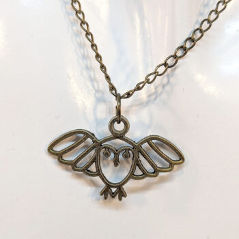 Hollow Flying Owl Antique Bronze Necklace