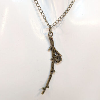 Long Branch Leaf With Flower Antique Bronze Necklace - Image 3